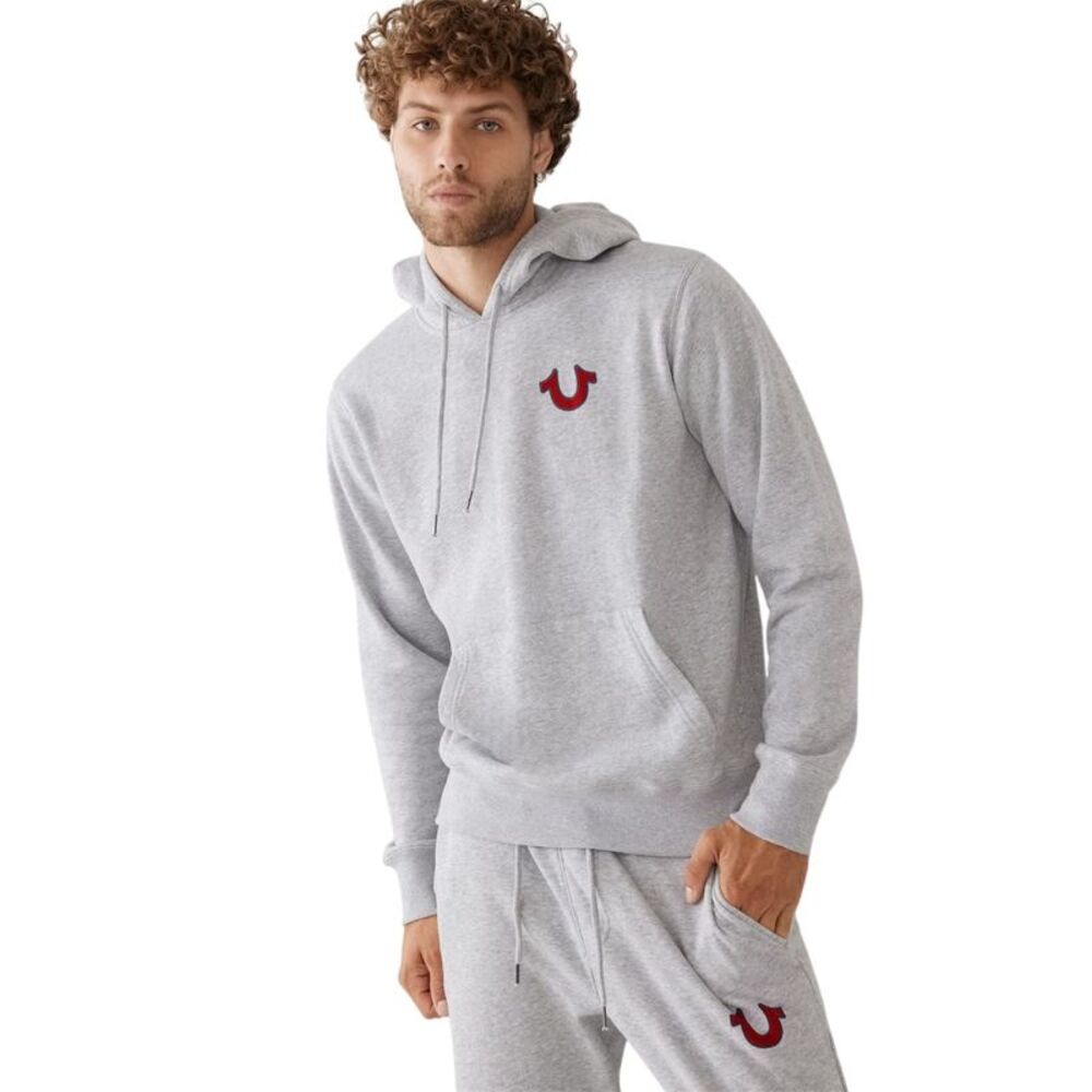 True Religion Mens Pullover Hoodie / Heather Grey